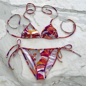 EMILIO PUCCI PINK MULTI BIKINI SIZE IT 42 / US 8